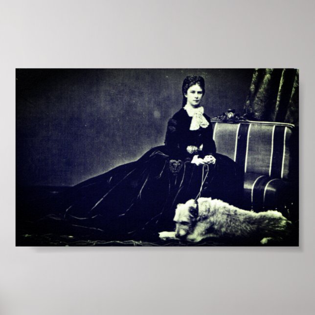Poster Photograph Empress Elisabeth of Austria with dog (Frente)