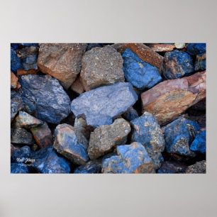 Poster Photograph of metallic blue rocks poster.