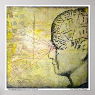 Poster Phrenology Skull 3 Vintage