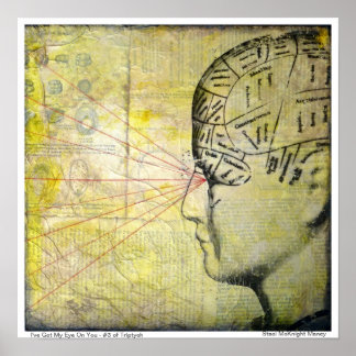 Poster Phrenology Skull 3 Vintage