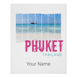 Pôster Phuket Thailand Vintage Beach Panorama Souvenir