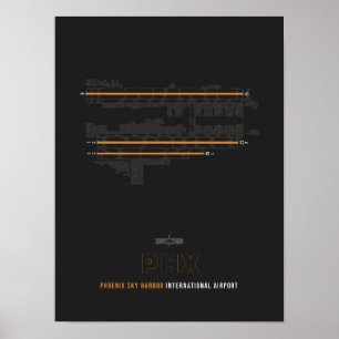 Poster PHX - Diagrama de pista do aeroporto de Phoenix Sk