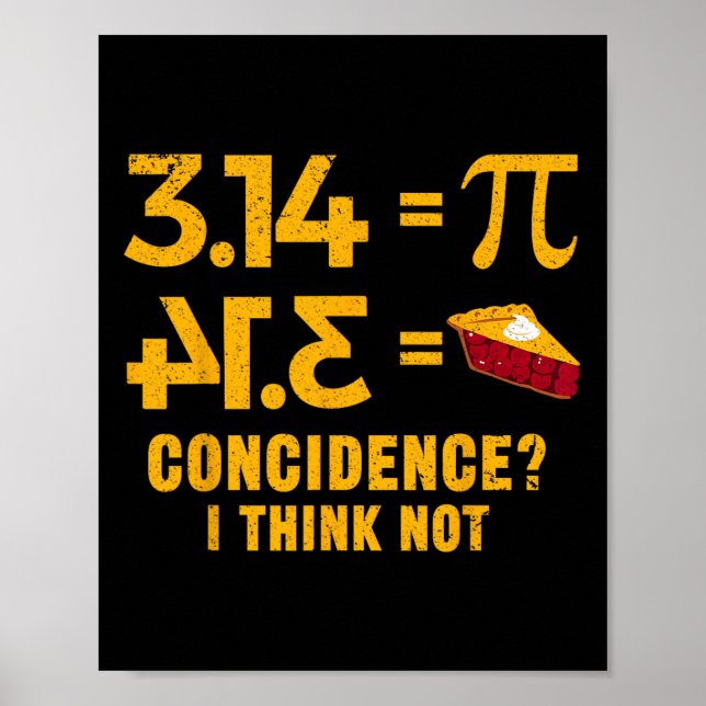 Poster Pi 3 14 = Coincidência De Pizza Eu Acho Que Não É  (Frente)