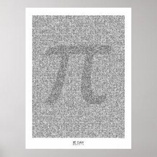 Poster Pi art na casa decimal 31.415 com Pi grande