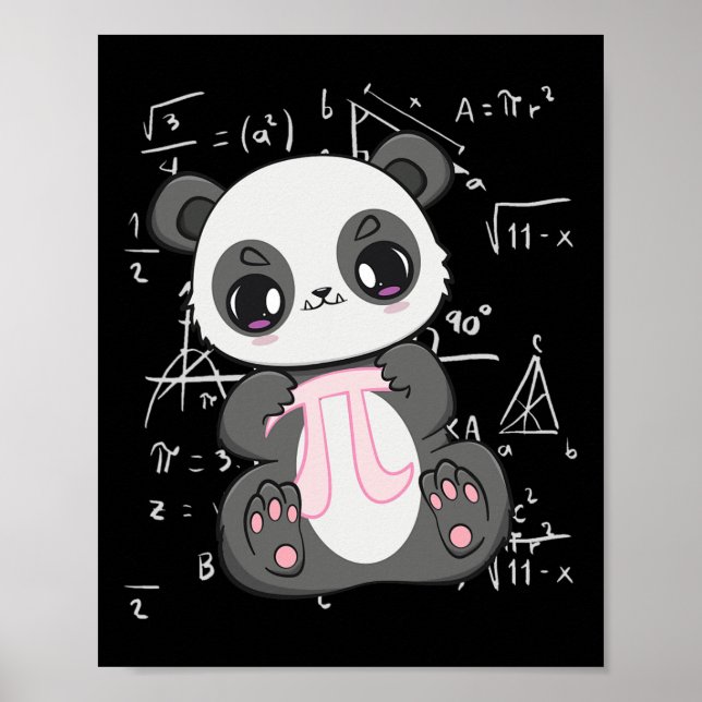 Poster Pi Day 3.14159 Algebra Matheme Anime Panda Bear (Frente)