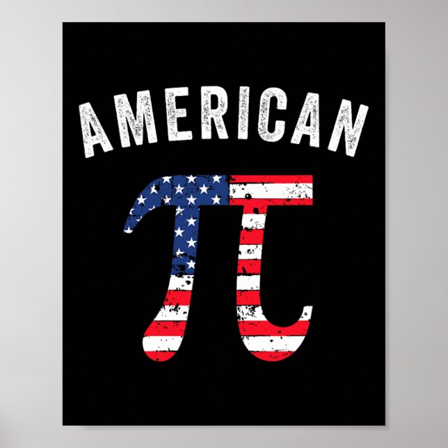 Poster Pi Day American Flag Patriotic Math Nerd 3.14 de j (Frente)