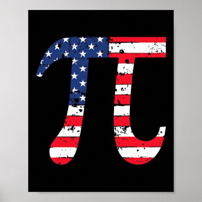 Poster Pi Day American Flag Patriotic Math Nerd 3.14 Funn (Frente)