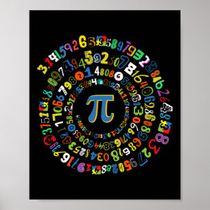 Poster Pi Day Engraçado Geek Espiral De Matemática Legal