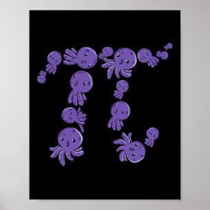 Poster Pi Day Engraçado Octopi Octopus Sea Life Pi Símbol
