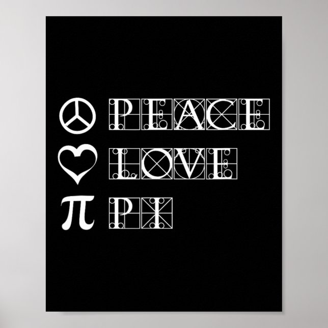 Poster Pi Day Peace Love Math Geometry Trigonometria (Frente)