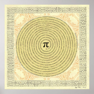 Pôster Pi em uma matemática espiral do ~ como a arte