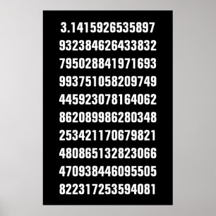 Poster Pi Matemático Branco em Preto