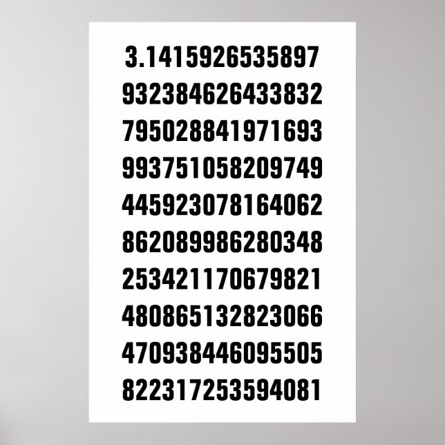 Poster Pi Matemático Preto no Branco (Frente)
