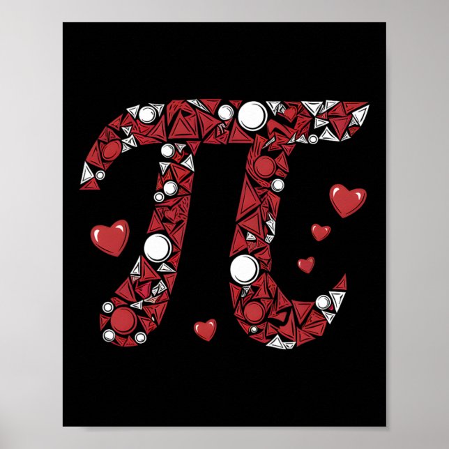 Poster Pi Math Lover Professor Dia de os namorados Hearts (Frente)