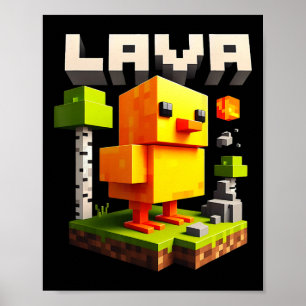 Poster Piada de Frango Pixel Humor de Jogador Meme 