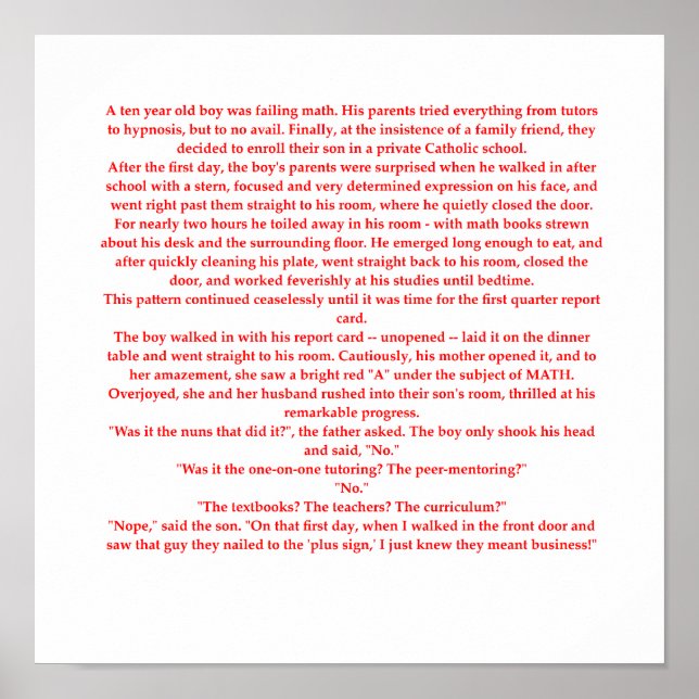 Pôster piada de matemática engraçada (Frente)