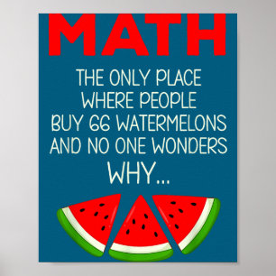 Poster Piada de Matemática Melancia Cálculo Engraçado Pro