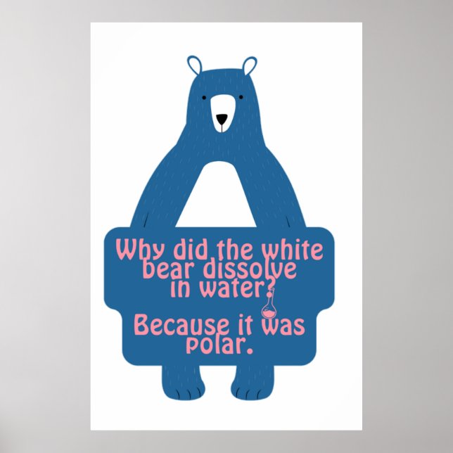 Poster Piada de Química Engraçada do Urso Polar Azul (Frente)