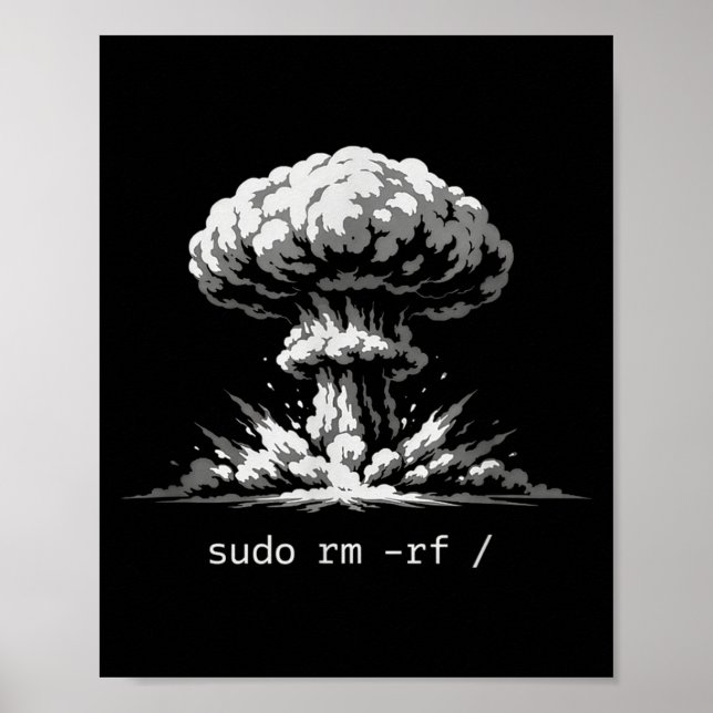 Poster Piada de terminal engraçada sudo rm -rf barra hack (Frente)