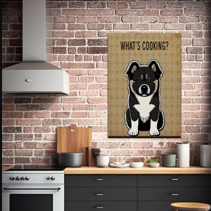 Poster Piada Engraçado Akita Puppy Kitchen