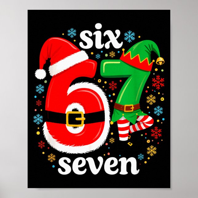 Poster Piada Meme Seis Sete 67 Elfo 6 7 Papai Noel Natal  (Frente)