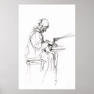 Poster Pianista abstrato Minimalista -