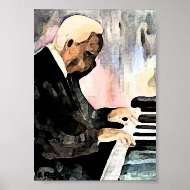 Pôster Pianista Jazz O indian Ink Trabalho de arte Impres (Frente)