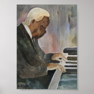 Pôster Pianista Jazz Original Oils Trabalho de arte Impre