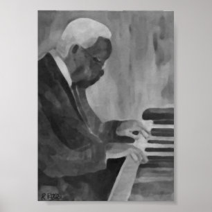 Pôster Pianista Jazz Original Oils Trabalho de arte Impre