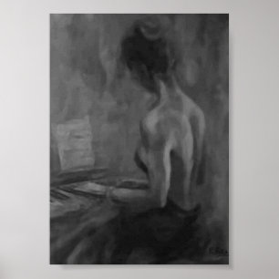 Pôster Pianista Mujer Original Oils Trabalho de arte Impr