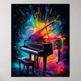 Poster Piano com cores explosivas