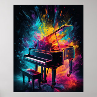 Poster Piano com cores explosivas