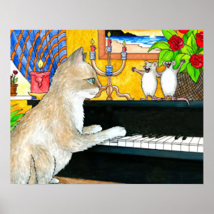 Pôster Piano de jogo do gato 506