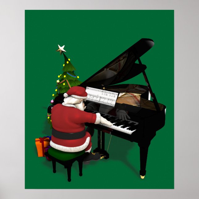 Pôster Piano de Reprodução do Papai Noel (Frente)