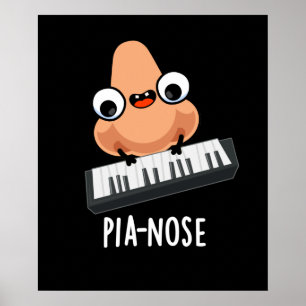 Poster Piano Engraçado Piano Nose Pun Dark BG