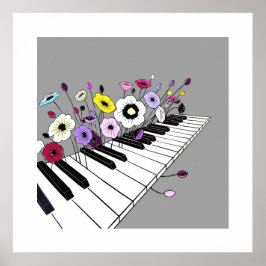Poster Piano Florido – Música Floral Minimalista