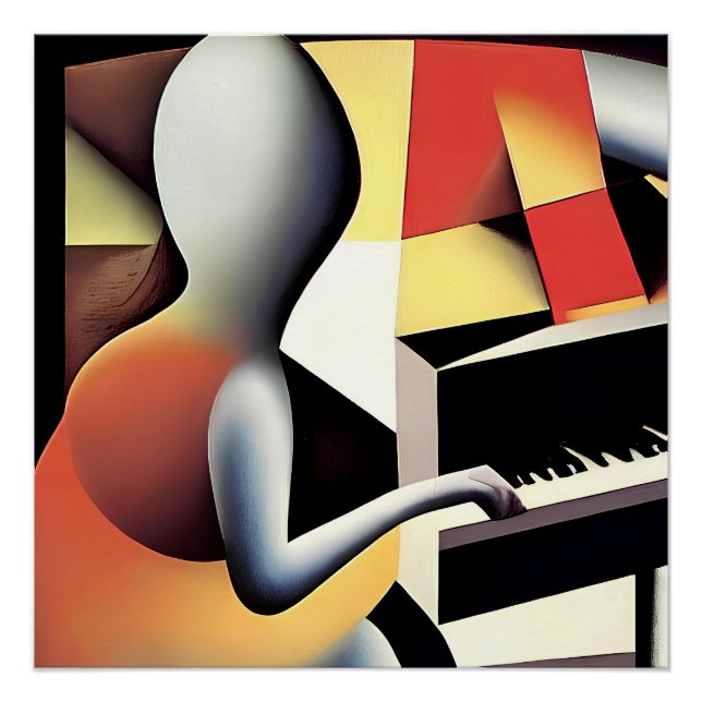 Pôster Piano Player - Arte de Pincel (Frente)