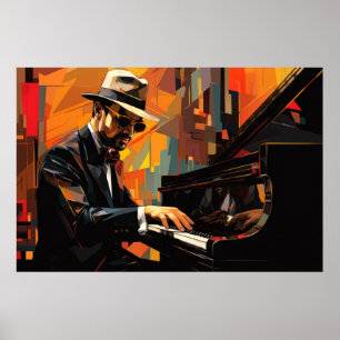 Poster Piano Player Music Painting Abstrato Art Decor