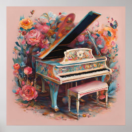 Poster Piano Whimsical em Bloom
