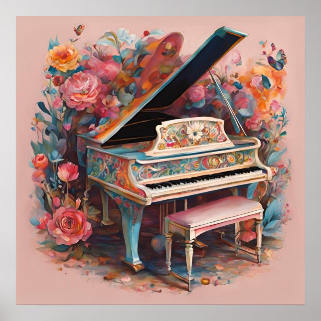 Poster Piano Whimsical em Bloom (Frente)