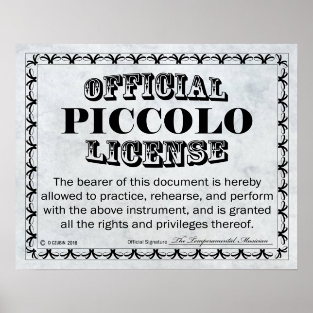 Poster Piccolo License (Frente)