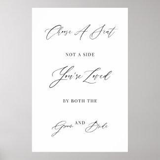 Poster Pick a Seat Not a Side Wedding Sign