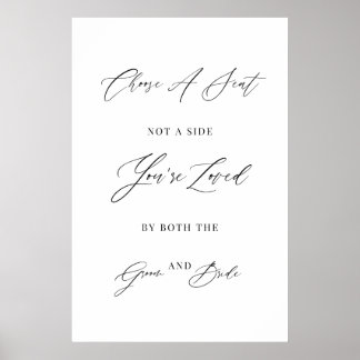 Poster Pick a Seat Not a Side Wedding Sign