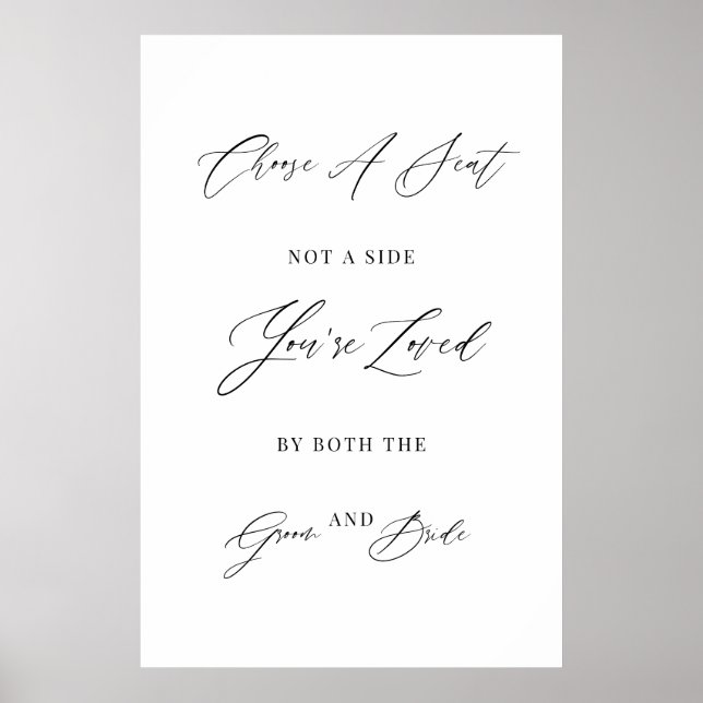 Poster Pick a Seat Not a Side Wedding Sign (Frente)
