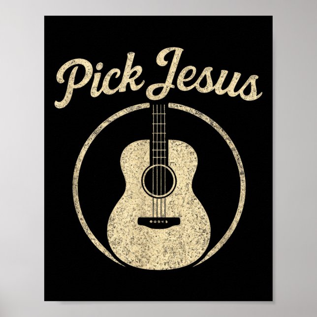 Poster Pick Jesus - Vintage Christian Guitar Worship  (Frente)