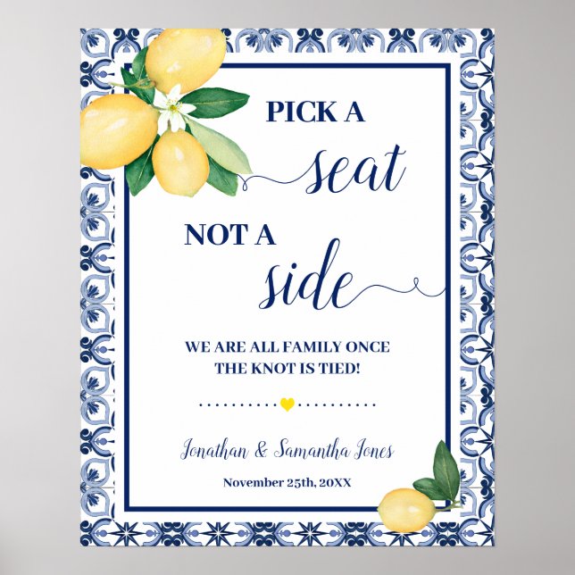 Poster Pick Seat not Side Wedding Ceremony Mediterranean (Frente)