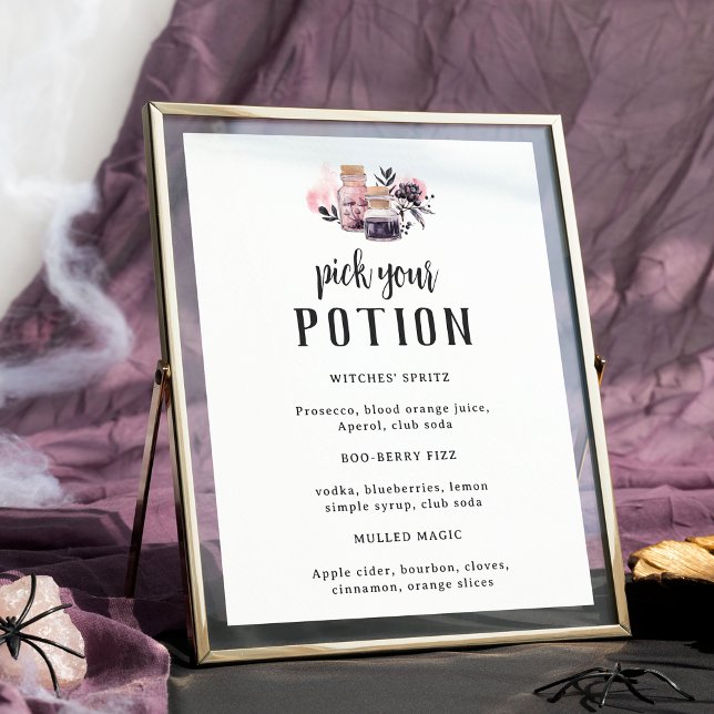 Poster Pick Your Potion Halloween Baby Shower Drink Sign (Criador carregado)