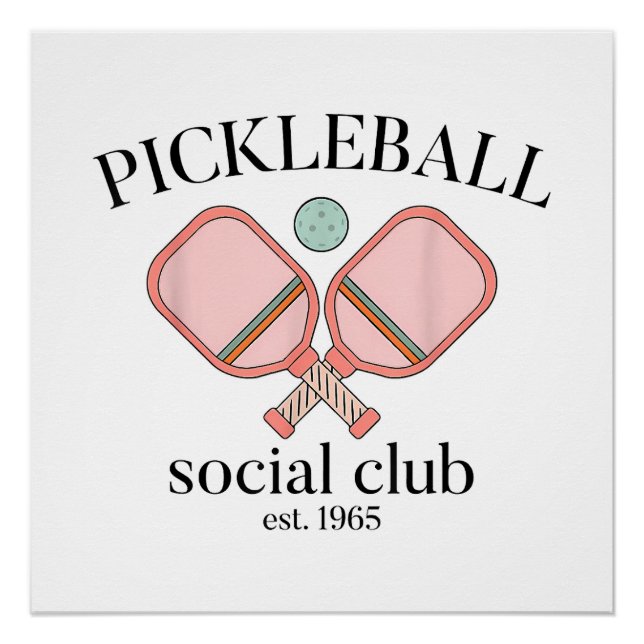 Pôster Pickle Ball Social Club EST 1965 Men Women (Frente)