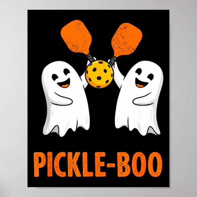 Poster Pickle-boo fantasma engraçado halloween pickleball (Frente)