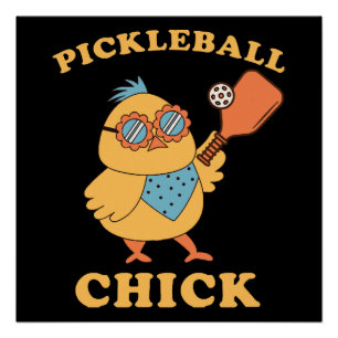 Pôster Pickleball Chick - retrô